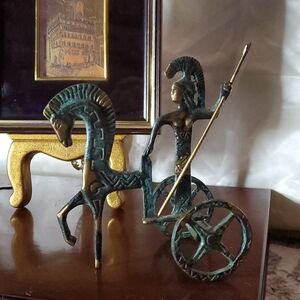 Bronze Chariot Sculpture
